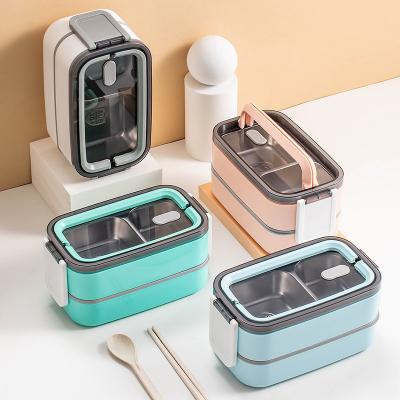 China Durable Camping Refillable Sealed Cool Preservation Caja De Almuerzo Food 18/10 Stainless Steel Leakproof Lunch Heat Insulation Bento Box for sale