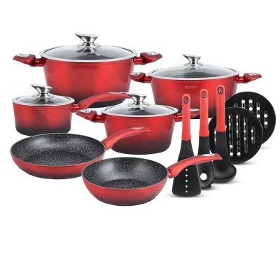 China Europe 15pcs marble coating cookware induction kitchen pots and pan set non stick for sale