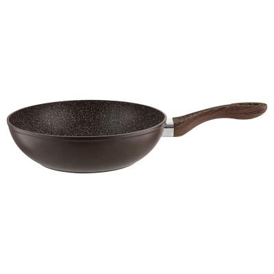 China Europe Aluminum Forged Brown Marble Coating Nonstick Induction Wok Pan for sale