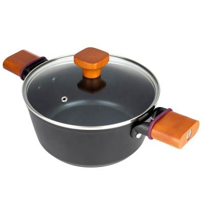 China Europe Aluminum Forged Black Pots Non Stick Coating Casserole for sale