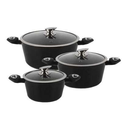 China Europe 20/24/28 Cm Casserole Set Marble Liner Cooking Pot Set Cassers for sale