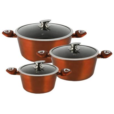 China Europe aluminum forged 6pcs marble coating casserole set 20/24 /28 cm cookware set non stick casserole for sale