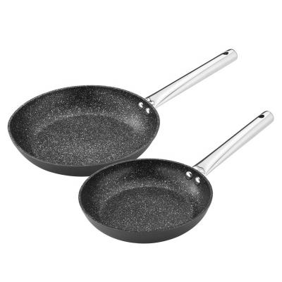 China Europe forged stone marble non-stick coating frying pan with stainless steel handle for sale