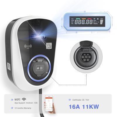 China New evse 11KW charging station DUOSIDA China-chic ev charging station 16a wall station IEC 62752 Type B AC30mA DC6mA Wallbox with wifi and APP for sale