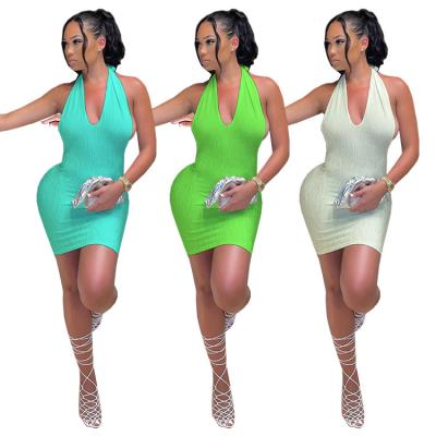 China Fashionable Hot Selling Anti-Static Waist Slimming Placing Printing Around Neck Vest Dress With Waist Quality for sale