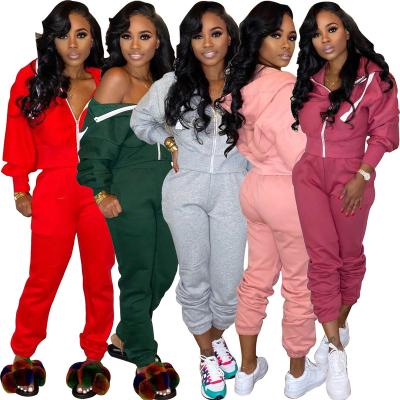 China Solid Color Breathable Casual Fashion New Arrival Women's Clothing Hooded Two-Piece Jogging Suits Wholesale for sale