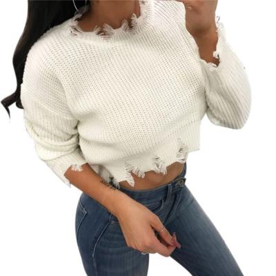 China Hot Selling Anti-wrinkle Trending Women's Fall Tops Long Sleeve Crop Top Sweaters Women With High Quality for sale