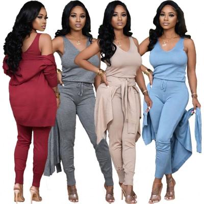 China HGL1532 Drop Breathable Ladies Casual Two Piece Set Fashion Plus Size Solid Color Cotton Long Sleeve Jogging Pencil Pants Women 2 Piece Set for sale