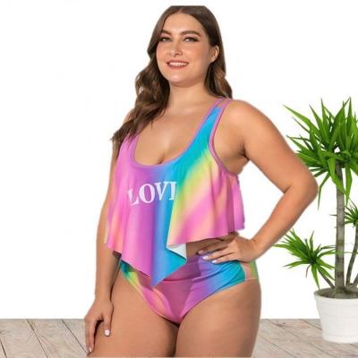 China New come 2020 Anti-UV L 5XL plus size two pieces beach wear bikini swimwear for mature women China wholesale with high quality for sale