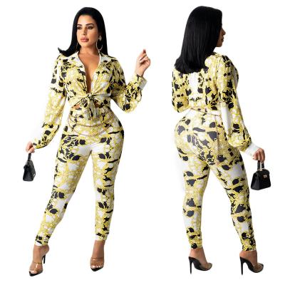 China Hot selling QUICK DRY European and American women's clothing rich casual digital printing shirt K7057 + pants two-piece wholesale for sale