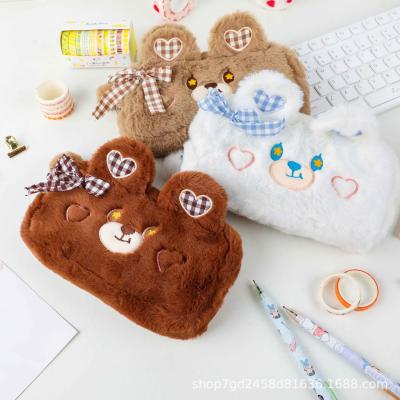 China Cute Fashion Lolita Plush Pen Bag Cartoon MOE Department Students Stationery Storage Bag for sale