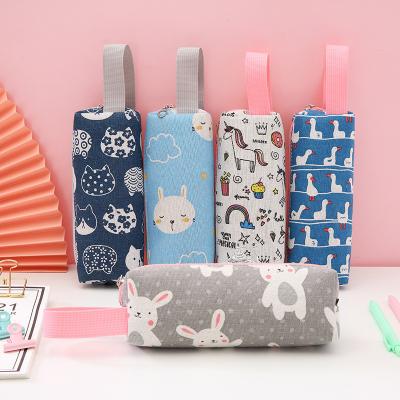 China Cute Canvas Cartoon Pen Bag Large Capacity Canvas Children's Stationery Reward Gift Stationery Bag for sale