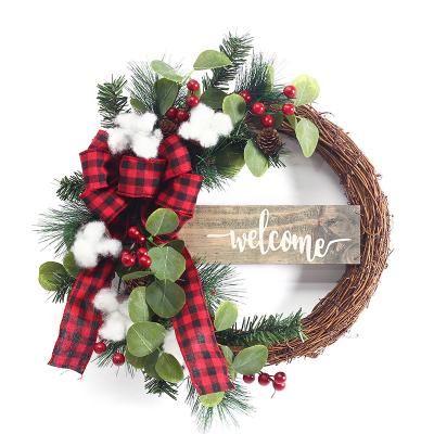 China Christmas Decoration Supplies Home Artificial Flower Peony Decoration Wreath Wholesale Blow Christmas Wreath For Foor Fall Front Wreath for sale