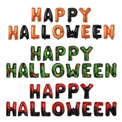 China Happy Party Decoration 16inch Halloween Letter Foil Balloon Banner Set Retail Packing Card Globos for sale