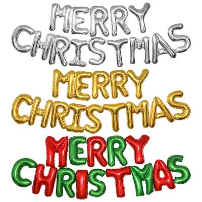 China Eco-friendly Foil Balloon Christmas Foil Balloon 16 Inch Merry Christmas Letter Set Christmas Decoration Foil Balloon for sale