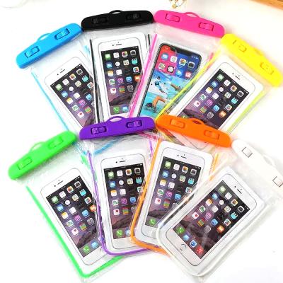 China Universal Anti-fall Premium PVC Phone Case Cover Bottom Water Luminous Waterproof Phone Bag For Mobile Phone for sale