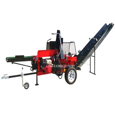 China Hydraulic Timber Farms 15ton Gasoline Engine Firewood Processor Log Splitter With Hydraulic Feed for sale