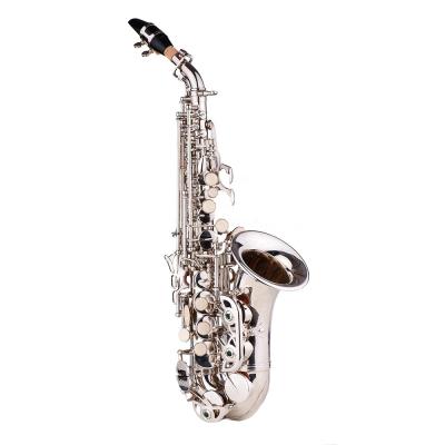 China Seasound Factory Silver Plated Cheap Silver Curve Bell Soprano Saxophone for sale