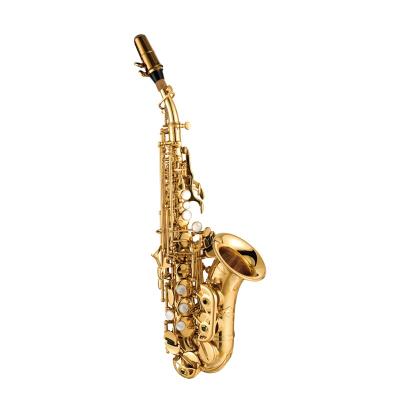 China Gold Lacquer Professional Cheap Lacquer Curve Bell Soprano Saxophone JYSS100P for sale