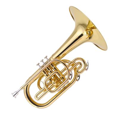 China Gold Lacquer Accept OEM Cheap Gold Marching Mellophone F 3 Valve Main Lacquer JYMML6351 for sale