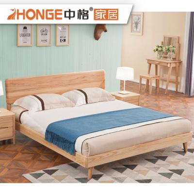 China Latest design simple wooden bedroom furniture home solid wood double bed solid wood bed for sale