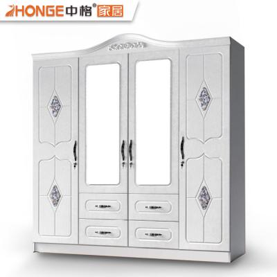 China Latest Wooden PANEL MDF Wardrobe Modern Design PVC Bedroom Wardrobe Closet for sale