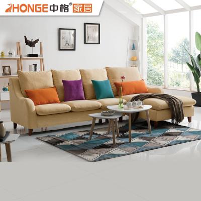 China Living Room Furniture Corner Sofa Modern Simple Design Sofa Set L Shape Fabric Corner Sofa Wooden Design for sale