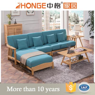 China L Shaped Fabric Sofa Set Nordic Style Living Room L Shaped Solid Wood Frame 4 Seater Fabric Sofa Set for sale