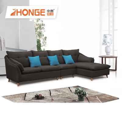 China Modern L Shape Sofa Living Room Furniture Wooden Legs Fabric Sofa New Model Corner Sofa Set for sale