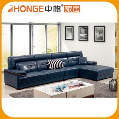 China Long Durability Dark Blue Sectional Corner Sunroom Lash Funky Leather Sofa for sale