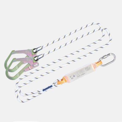 China Polyester+steel GB6095 CE EN355 1.2m safety rope with double metal hook for fall prevention for sale