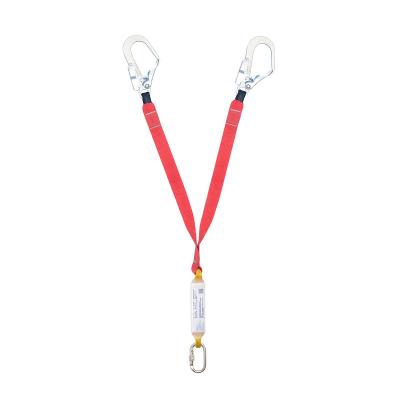 China High Quality Fall Protection EN355 Double Hook And Polyester Climbing Belt Safety Lanyard With Shock Absorber for sale