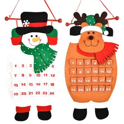 China Santa Christmas Advent Calendar Felt Felt Hanging Advent Calendar Reusable Christmas Countdown Calendar For Kids for sale