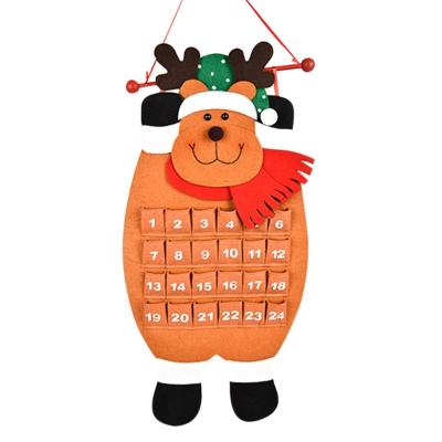 China Reusable Felt Christmas Advent Calendar Felt Hanging Advent Calendar Christmas Countdown Calendar for Kids for sale