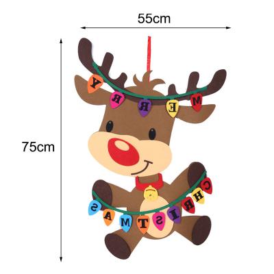 China 2Pcs DIY Felt Reindeer Durable Handmade Christmas Tree Decoration New Year Toys Christmas Gifts Door Hanging Window Decorations for sale