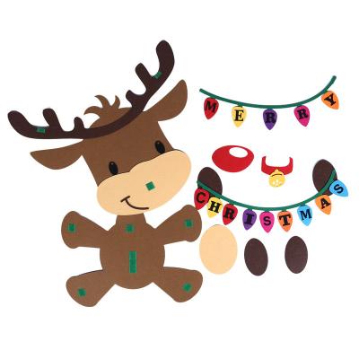 China Durable Handmade Christmas Tree Decoration Felt Reindeer DIY New Year Toys Christmas Gifts Door Hanging Window Decorations for sale