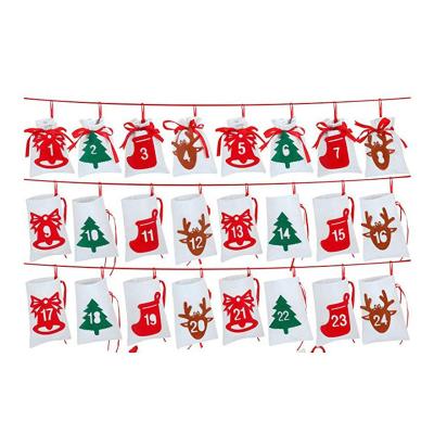 China Merry Christmas Felt Advent Calendar Gift Bag DIY Felt Countdown Calendar Garland Date New Year Christmas Calendar for sale