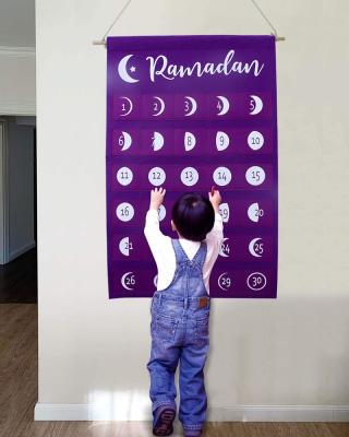 China Latest Ramadan Calendar Eid Mubarak Durable Hanging Felt Countdown Calendar Advent Calendar For Kids Eid Gifts Large Size Decorations for sale