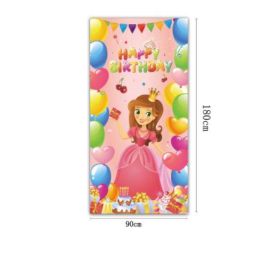 China Children's Birthday Decoration Banner Indoor and Outdoor Poster Layout Scene Hanging Flap Customized Theme Party Vertical Cartoon Outdoor Advertising Display for sale