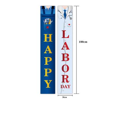 China Outdoor Advertising Display Wholesale Labor Day Porch Couplets Labor Party Decorative Banner for sale