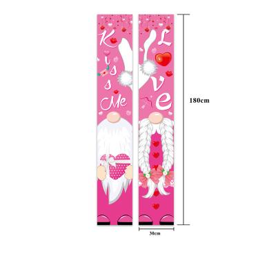 China Outdoor Advertising Display Customized Happy Valentine's Day Porch Decoration Flag Hanging Outdoor Porch Decoration Flag for sale