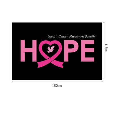 China Outdoor Advertising Display Pink Ribbon Care Custom Decorative Banner Women's Health Hanging Banner Flag for sale