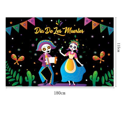 China Outdoor Advertising Display Halloween Day Of The Dead Porch Flag Couplet Ghost Festival Decoration Hanging Banner for sale