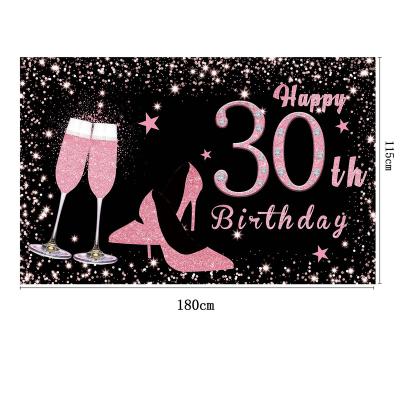 China Outdoor Advertising Display Happy Birthday Flag Celebrating 30 Years Lady High Heels Decorative Background Banner for sale