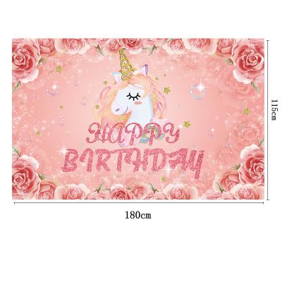 China Custom Unicorn Decoration Porch Flag Outdoor Advertising Display Kids Birthday Decoration Background Banner Fantasy Poster for sale