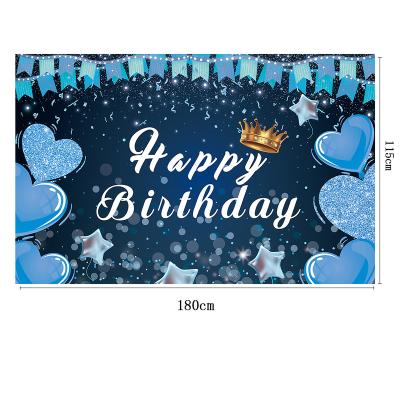 China Blue Background Custom Banner Banner Outdoor Advertising Display Birthday Theme Decor Porch Poster Flag for sale