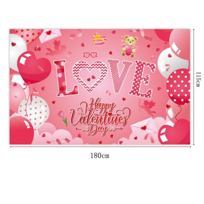 China Outdoor Advertising Display Customized Happy Valentine's Day Decoration Background Banner Party Photography Background Cloth Flag for sale