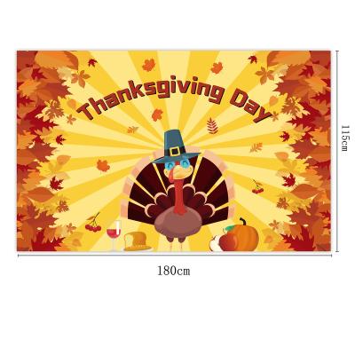 China Outdoor Advertising Display Custom Thanksgiving Banners Turkey Pumpkin Party Background Cloth Decorative Home Delight Hanging Flags for sale