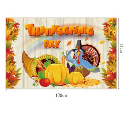 China Home Decoration Banner Outdoor Advertising Display Autumn Thanksgiving Party Flag Turkey Pumpkin Background Cloth Hanging Banner for sale