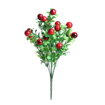 China Hot selling plastic and fruit small red flower in bundle of foam and metal flower arrangement plastic artificial decoration decoration for sale